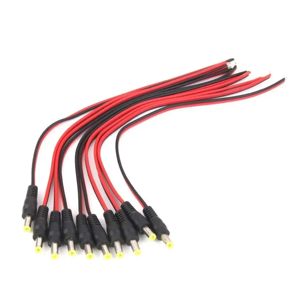 DC Power Pigtail Cable For CCTV Pack of 10