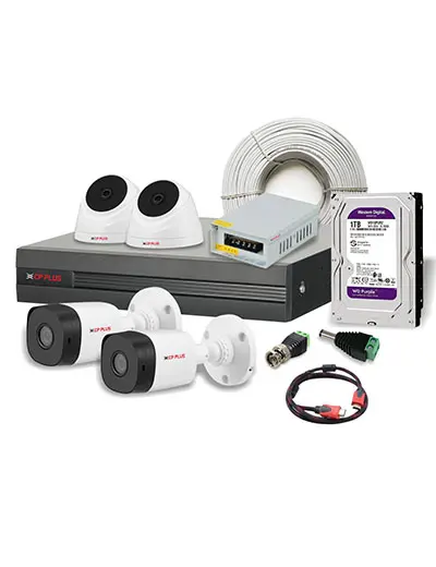 2.4MP 2 Night Vision Outdoor Bullet Camera & 4 Channel DVR Kit with Accessories Cp Plus